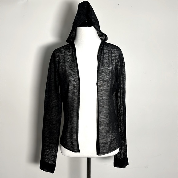 J. Crew Sweaters - Banana Republic Women’s Black Long Sleeve Sheer Knit Cardigan Hoodie Size XS